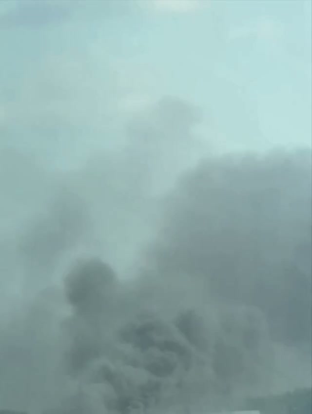 Big fire near Dnipro city after explosions