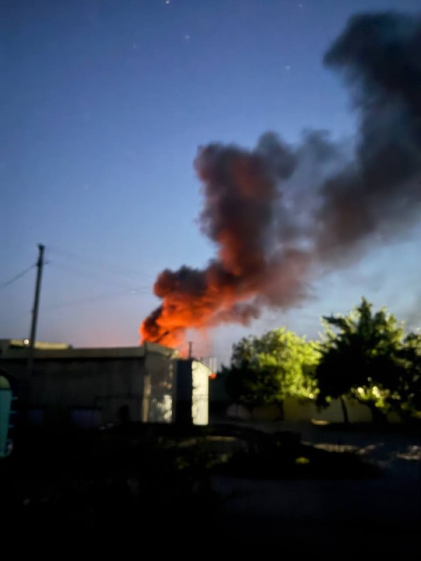 Explosions and fire reported in Luhansk