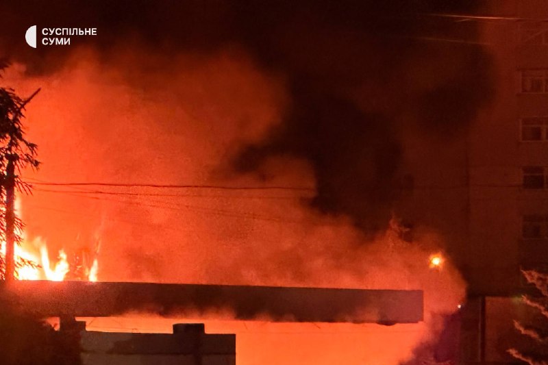 Fire at the fuel station in Sumy after drone strike