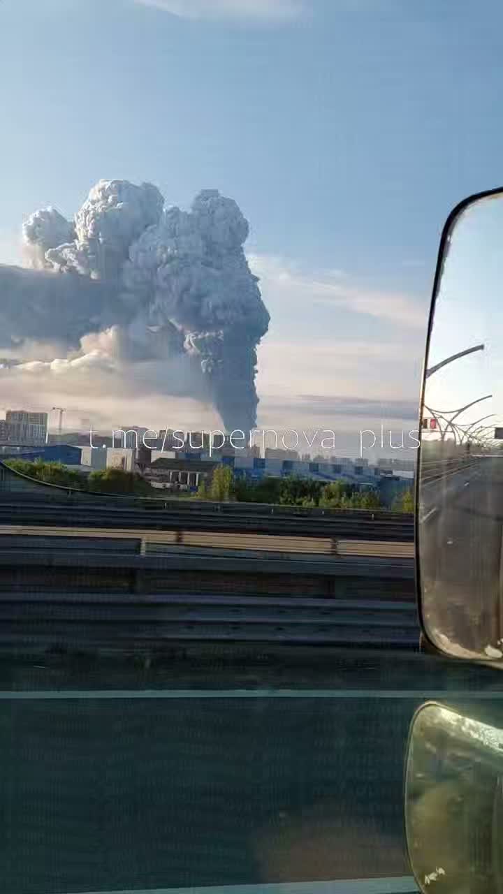 Smoke columns rising over St. Petersburg after drones strikes
