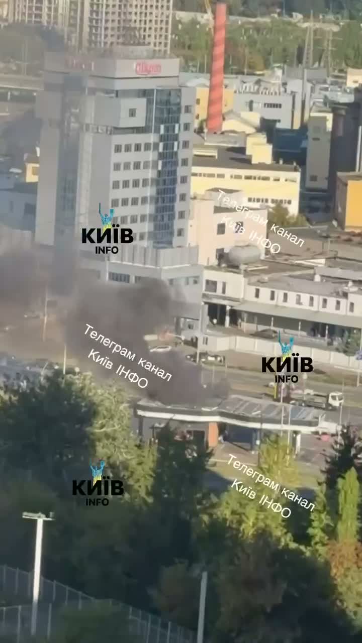 Russian drone hit fuel station in Holosiivskyi district of Kyiv