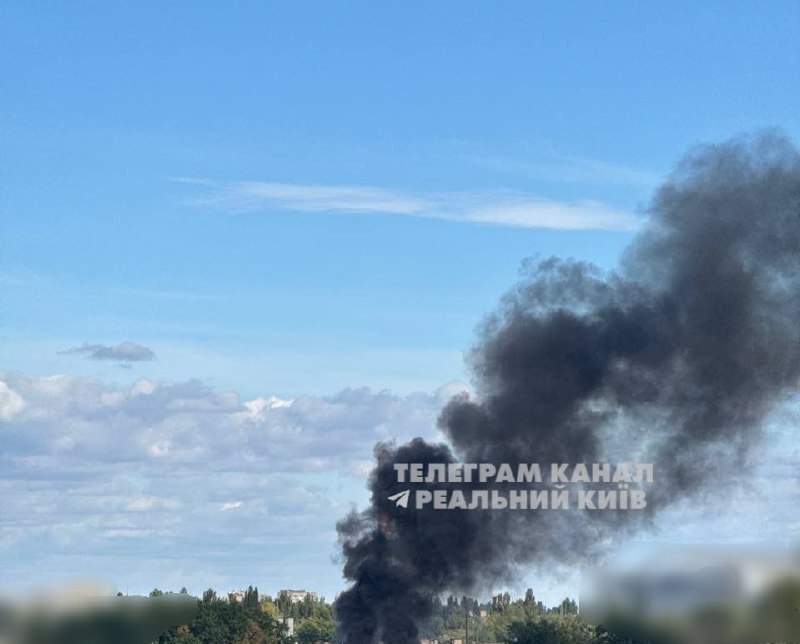 Smoke is rising in Sviatoshynskyi district after suspected drone strike