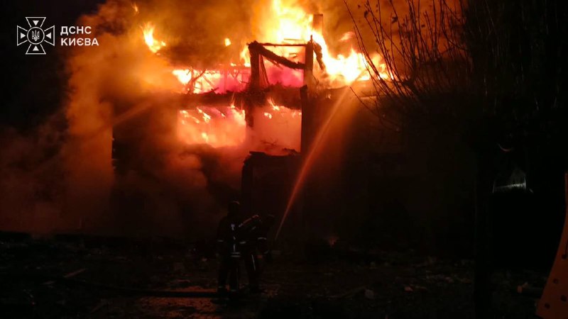 Fires and damage in several districts in Kyiv as result of Russian strikes, power infrastructure damaged