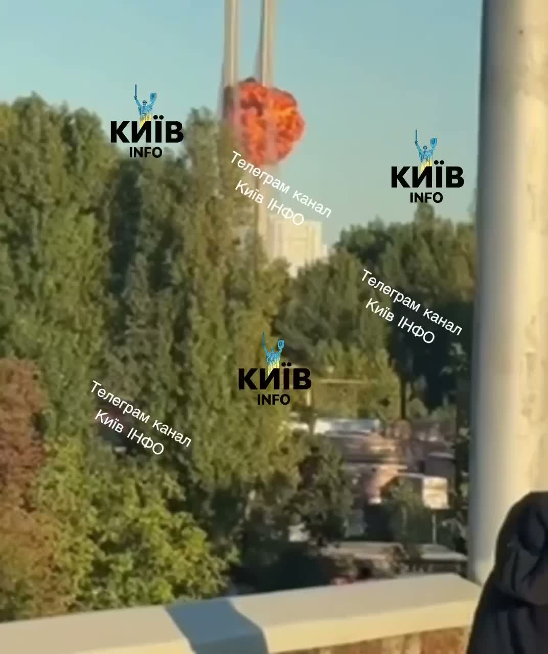 Drone strike at the Pivdennyi bridge in Kyiv today