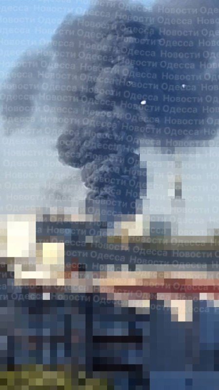 Smoke is rising near Chornomorsk, Odesa region