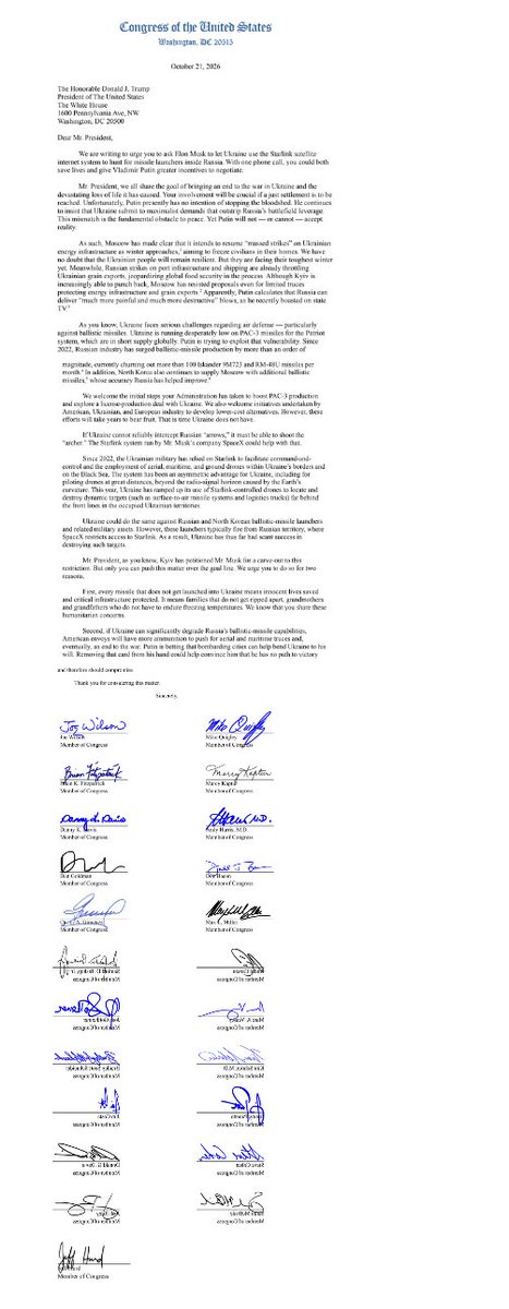 A bipartisan House coalition is pressing Trump to urge Elon Musk to lift Starlink restrictions, arguing Kyiv needs satellite access to target incoming missile launchers ahead of winter